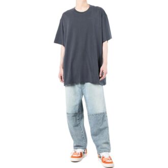 Camiseta de manga corta holgada con estampado de rayas azul marino para hombre de Off-White