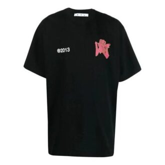 Camiseta de manga corta holgada con estampado del logotipo alfabético, color negro, colección primavera-verano 2021