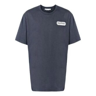 Camiseta de manga corta holgada con estampado del logotipo de Alphabet, azul marino