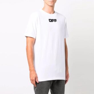 Camiseta de manga corta holgada con estampado del logotipo FW21, color blanco