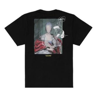 Camiseta de manga corta holgada con estampado en la espalda, color negro