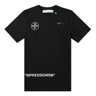Camiseta de manga corta holgada para hombre Off-White con estampado de flechas y grafitis en negro