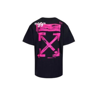 Camiseta de manga corta holgada para hombre Off-White con estampado de flechas y grafitis en negro