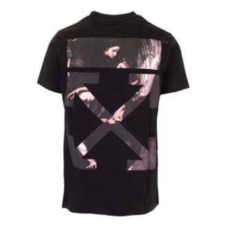 Camiseta de manga corta Off-White para hombre Caravaggio Arrow con estampado en la espalda, versión estándar, color negro