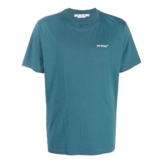 Camiseta de manga corta Off-White para hombre, colección primavera-verano 2022, color liso con estampado del logotipo de flecha, versión azul