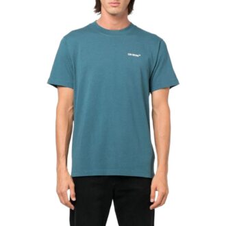 Camiseta de manga corta Off-White para hombre, colección primavera-verano 2022, color liso con estampado del logotipo de flecha, versión azul