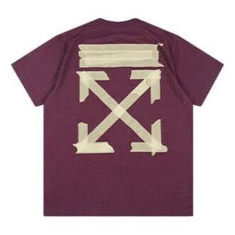 Camiseta de manga corta Off-White para hombre con parche de correa de goma Bronzing Arrow en color morado