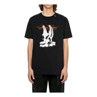 Camiseta de manga corta Off-White para hombre de algodón con estampado de letras y flecha en la espalda, color negro