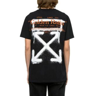 Camiseta de manga corta Off-White para hombre de algodón con estampado de letras y flecha en la espalda, color negro