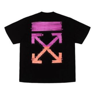 Camiseta de manga corta SS21 con flecha y degradado rosa para hombre, color negro