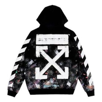 Camiseta de manga larga con capucha y cremallera con estampado de flecha de graffiti, versión estándar, negro