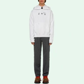 Camiseta de manga larga con capucha y logo estampado SS21, color blanco