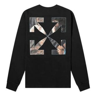 Camiseta de manga larga con cuello redondo y estampado de Virgil Caravaggio para hombre de Off-White, color negro
