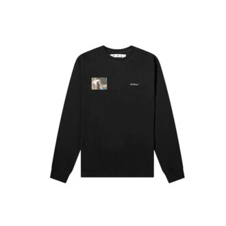 Camiseta de manga larga con cuello redondo y estampado de Virgil Caravaggio para hombre de Off-White, color negro