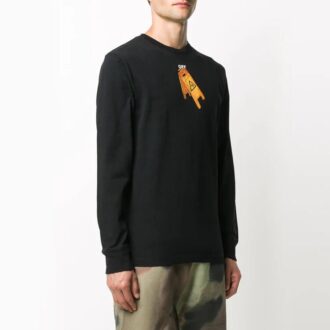Camiseta de manga larga con estampado de esqueleto, color negro