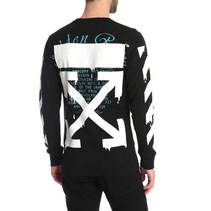 Camiseta de manga larga con estampado de flechas y logotipo Dripping Arrows, color negro