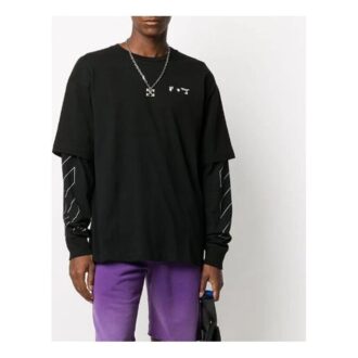 Camiseta de manga larga con estampado de logotipo en capas para hombre FW20