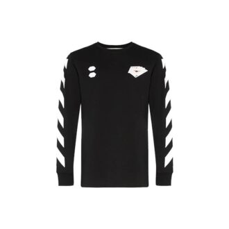 Camiseta de manga larga con estampado de manos de Virgil Abloh para hombre, color negro