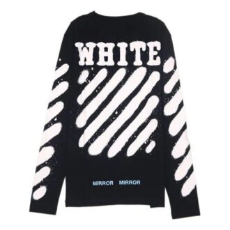 Camiseta de manga larga con estampado de salpicaduras de tinta, color negro