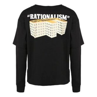 Camiseta de manga larga con microestampado en el pecho, color negro