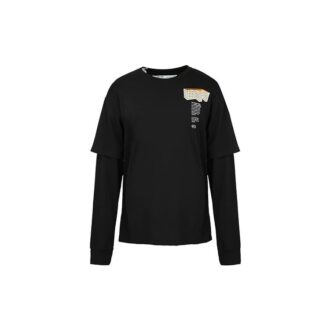 Camiseta de manga larga con microestampado en el pecho, color negro