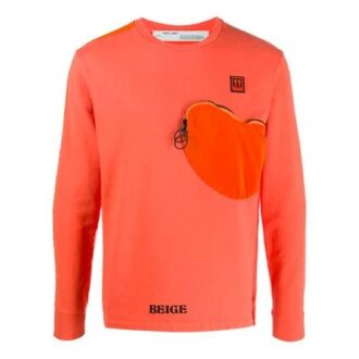 Camiseta de manga larga con patchwork de tela, versión estándar, color naranja