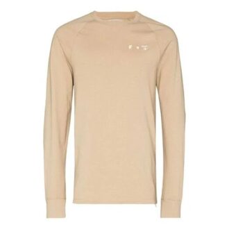 Camiseta de manga larga holgada con cuello redondo y estampado del logotipo Off-White x Browns 50 para hombre, color beige