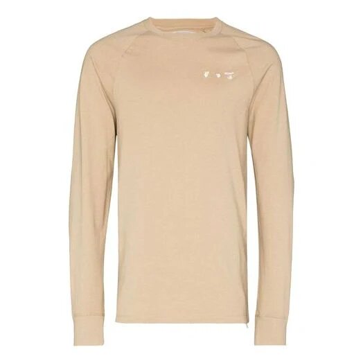 Camiseta de manga larga holgada con cuello redondo y estampado del logotipo Off-White x Browns 50 para hombre, color beige