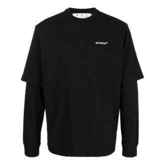 Camiseta de manga larga holgada con estampado de pintura Off-White para hombre, temporada otoño-invierno 2022, color negro