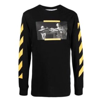 Camiseta de manga larga Off-White para hombre FW21 con pintura de Caravaggio en negro