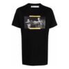 Camiseta de pantalones cortos con cuello redondo y estampado de pintura al óleo «Negro»