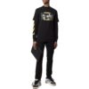 Camiseta de pantalones cortos con cuello redondo y estampado de pintura al óleo «Negro»