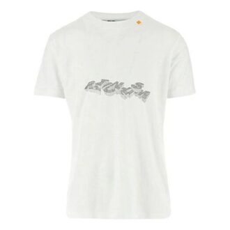 Camiseta de pantalones cortos con cuello redondo y estampado del logotipo de la colección SS21, versión estándar, color blanco