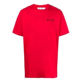 Camiseta de pantalones cortos con cuello redondo y estampado del logotipo SS21, versión roja