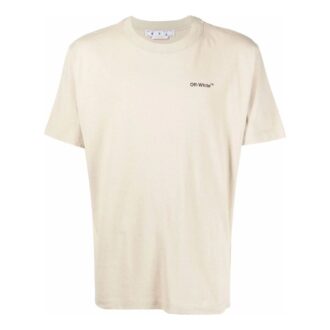 Camiseta de pantalones cortos con cuello redondo y estampado del logotipo SS22, color beige