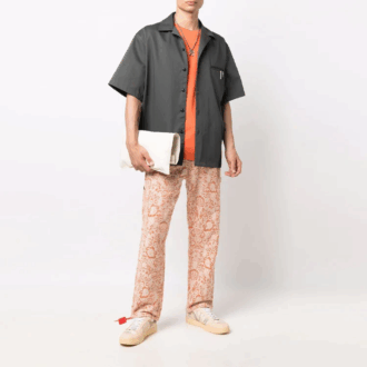 Camiseta de pantalones cortos con cuello redondo y logo, versión estándar, naranja