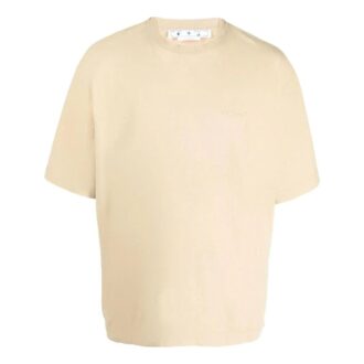 Camiseta de pantalones cortos con cuello redondo y rayas Off-White para hombre, color beige