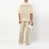 Camiseta de pantalones cortos con cuello redondo y rayas Off-White para hombre, color beige
