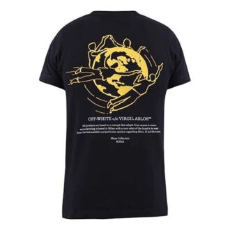 Camiseta de pantalones cortos con estampado de la Tierra bordado, color negro