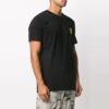 Camiseta de pantalones cortos con estampado de la Tierra bordado, color negro