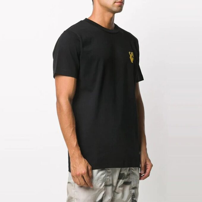 Camiseta de pantalones cortos con estampado de la Tierra bordado, color negro