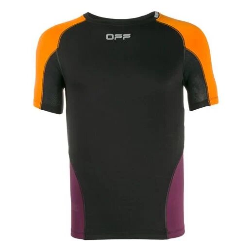 Camiseta de Pantalones Cortos de manga corta con bloques de color, versión ajustada, color negro