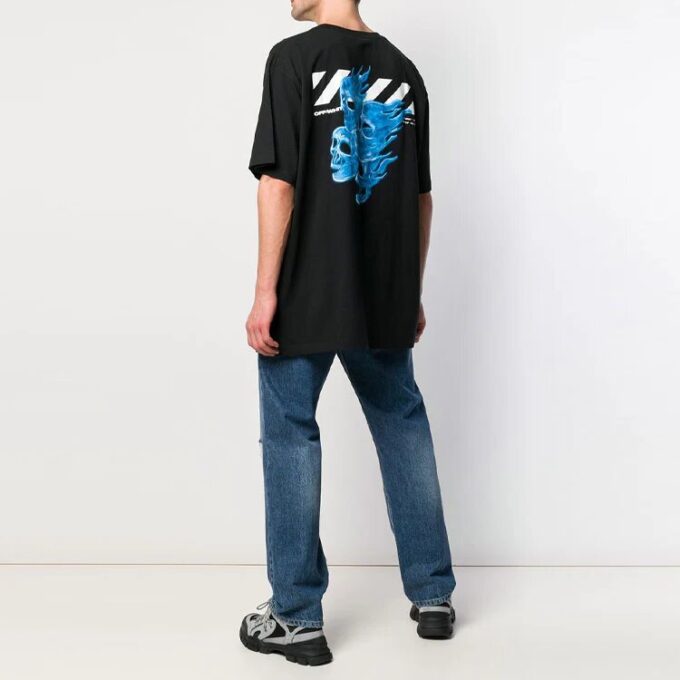 Camiseta de pantalones cortos oversize con estampado de esqueleto para hombre