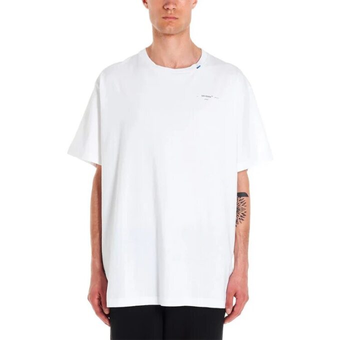 Camiseta de pantalones cortos para hombre con logo sin terminar, color blanco