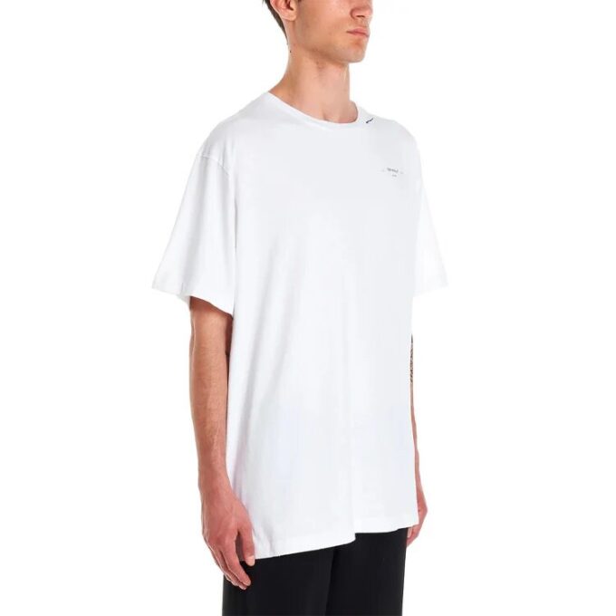 Camiseta de pantalones cortos para hombre con logo sin terminar, color blanco
