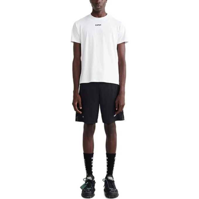 Camiseta deportiva de manga corta con contorno de flecha «Blanco Negro»