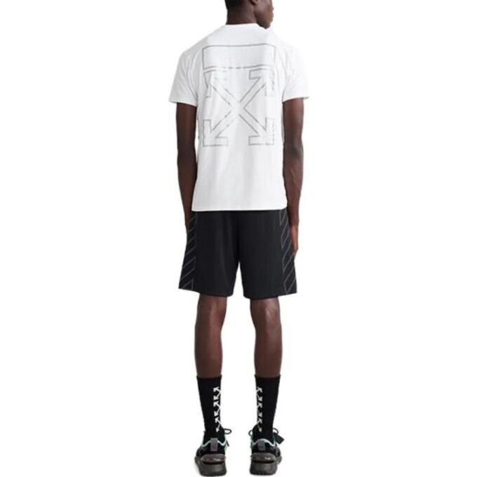 Camiseta deportiva de manga corta con contorno de flecha «Blanco Negro»