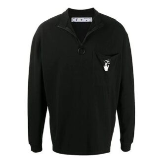 Camiseta deportiva de manga larga con logo impreso, color negro