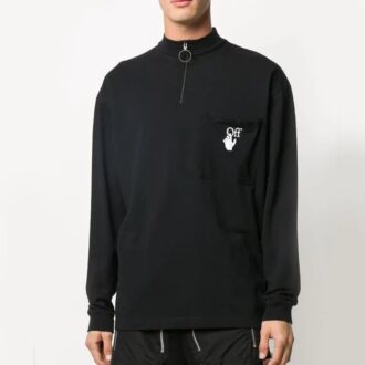 Camiseta deportiva de manga larga con logo impreso, color negro