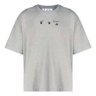 Camiseta gris de hombre Off-White FW21 con estampado del logotipo, pantalones cortos y corte holgado